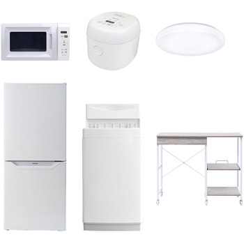 【家電セット】6点セット (6kg洗濯機 106L冷蔵庫 電子レンジ 炊飯器 シーリングライト レンジラック) YAMAZEN(山善)