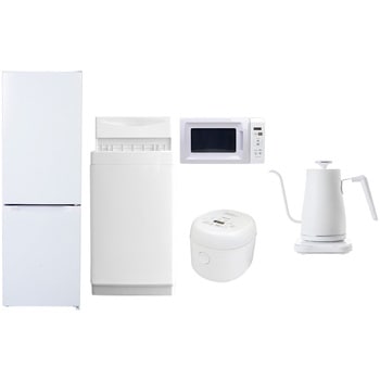 【家電セット】5点セット (6kg洗濯機 157L冷蔵庫 電子レンジ 炊飯器 温調ケトル) YAMAZEN(山善)