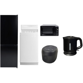 【家電セット】5点セット (6kg洗濯機 157L冷蔵庫 電子レンジ 炊飯器 電気ケトル) YAMAZEN(山善)