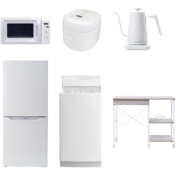 【家電セット】6点セット (6kg洗濯機 106L冷蔵庫 電子レンジ 炊飯器 温調ケトル レンジラック) YAMAZEN(山善)