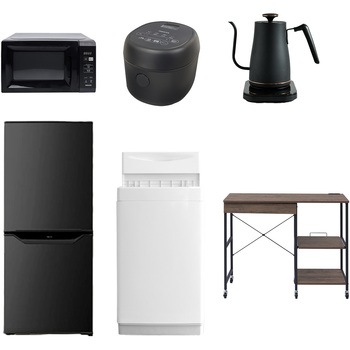 【家電セット】6点セット (6kg洗濯機 106L冷蔵庫 電子レンジ 炊飯器 温調ケトル レンジラック) YAMAZEN(山善)