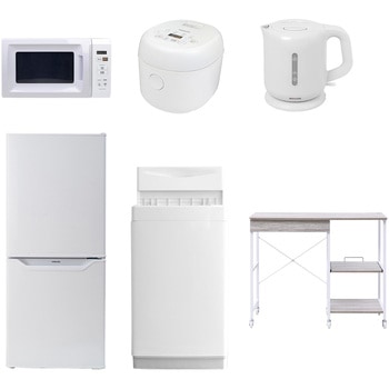 【家電セット】6点セット (6kg洗濯機 106L冷蔵庫 電子レンジ 炊飯器 電気ケトル レンジラック) YAMAZEN(山善)