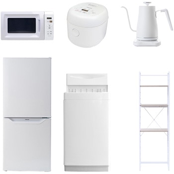 【家電セット】6点セット (6kg洗濯機 106L冷蔵庫 電子レンジ 炊飯器 温調ケトル 家電収納ラック) YAMAZEN(山善)