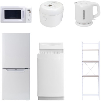 【家電セット】6点セット (6kg洗濯機 106L冷蔵庫 電子レンジ 炊飯器 電気ケトル 家電収納ラック) YAMAZEN(山善)