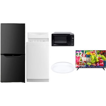 【家電セット】5点セット (6kg洗濯機 106L冷蔵庫 電子レンジ シーリングライト 32型液晶テレビ) YAMAZEN(山善)