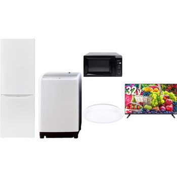 【家電セット】5点セット (8kg洗濯機 173L冷蔵庫 電子レンジ シーリングライト 32型液晶テレビ) YAMAZEN(山善)