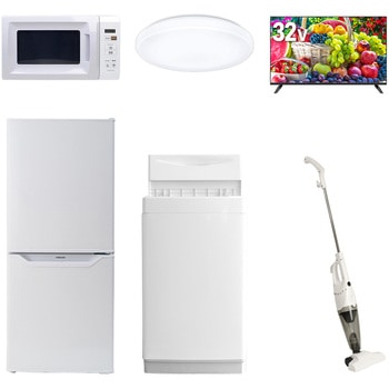 【家電セット】6点セット (6kg洗濯機 106L冷蔵庫 電子レンジ シーリングライト 32型液晶テレビ スティッククリーナー) YAMAZEN(山善)