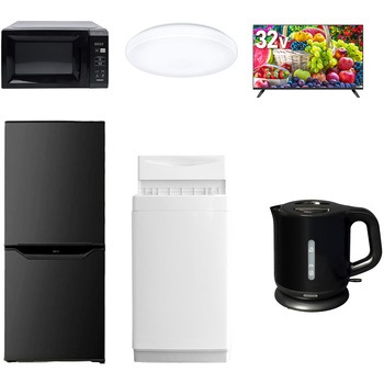 【家電セット】6点セット (6kg洗濯機 106L冷蔵庫 電子レンジ シーリングライト 32型液晶テレビ 電気ケトル) YAMAZEN(山善)