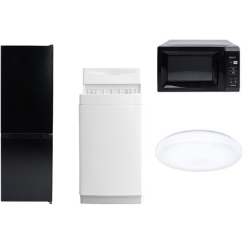 【家電セット】4点セット (6kg洗濯機 157L冷蔵庫 電子レンジ シーリングライト) YAMAZEN(山善)