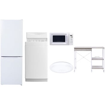 【家電セット】5点セット (6kg洗濯機 157L冷蔵庫 電子レンジ シーリングライト レンジラック) YAMAZEN(山善)