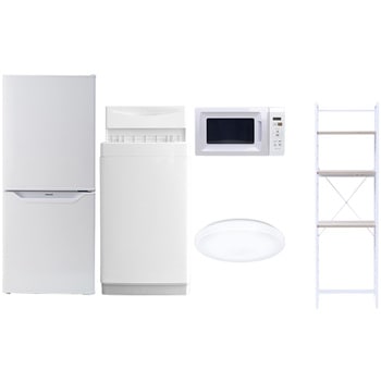 【家電セット】5点セット (6kg洗濯機 106L冷蔵庫 電子レンジ シーリングライト 家電収納ラック) YAMAZEN(山善)