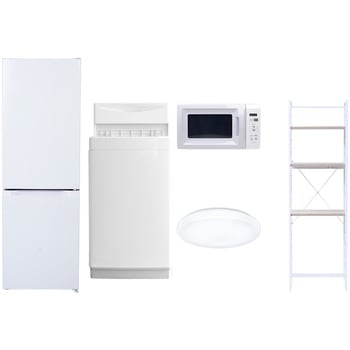 【家電セット】5点セット (6kg洗濯機 157L冷蔵庫 電子レンジ シーリングライト 家電収納ラック) YAMAZEN(山善)
