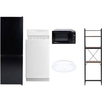 【家電セット】5点セット (6kg洗濯機 157L冷蔵庫 電子レンジ シーリングライト 家電収納ラック) YAMAZEN(山善)