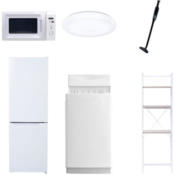 【家電セット】6点セット (6kg洗濯機 157L冷蔵庫 電子レンジ シーリングライト 軽量クリーナー 家電収納ラック) YAMAZEN(山善)