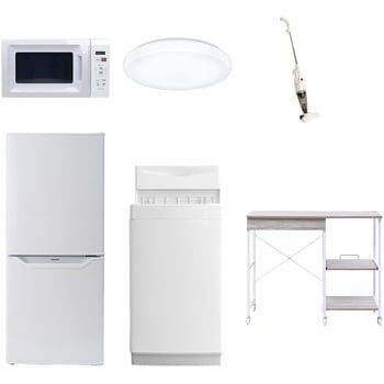 【家電セット】6点セット (6kg洗濯機 106L冷蔵庫 電子レンジ シーリングライト スティッククリーナー レンジラック) YAMAZEN(山善)