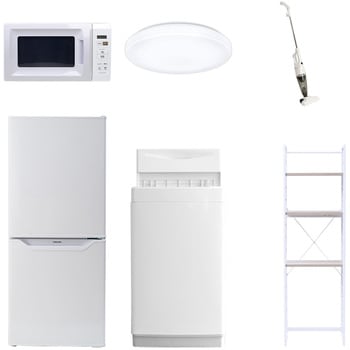 【家電セット】6点セット (6kg洗濯機 106L冷蔵庫 電子レンジ シーリングライト スティッククリーナー 家電収納ラック) YAMAZEN(山善)