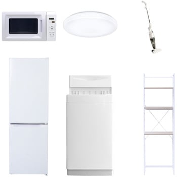 【家電セット】6点セット (6kg洗濯機 157L冷蔵庫 電子レンジ シーリングライト スティッククリーナー 家電収納ラック) YAMAZEN(山善)