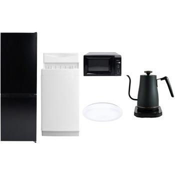 【家電セット】5点セット (6kg洗濯機 157L冷蔵庫 電子レンジ シーリングライト 温調ケトル) YAMAZEN(山善)