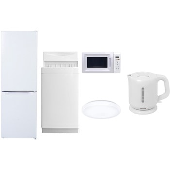 【家電セット】5点セット (6kg洗濯機 157L冷蔵庫 電子レンジ シーリングライト 電気ケトル) YAMAZEN(山善)
