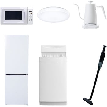 【家電セット】6点セット (6kg洗濯機 157L冷蔵庫 電子レンジ シーリングライト 温調ケトル 軽量クリーナー) YAMAZEN(山善)