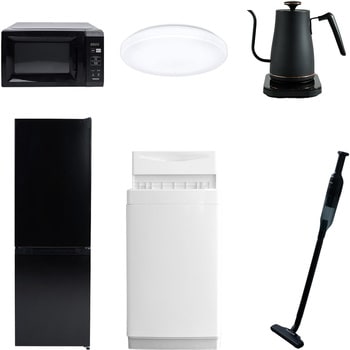 【家電セット】6点セット (6kg洗濯機 157L冷蔵庫 電子レンジ シーリングライト 温調ケトル 軽量クリーナー) YAMAZEN(山善)