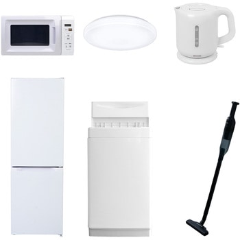 【家電セット】6点セット (6kg洗濯機 157L冷蔵庫 電子レンジ シーリングライト 電気ケトル 軽量クリーナー) YAMAZEN(山善)