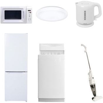 【家電セット】6点セット (6kg洗濯機 157L冷蔵庫 電子レンジ シーリングライト 電気ケトル スティッククリーナー) YAMAZEN(山善)