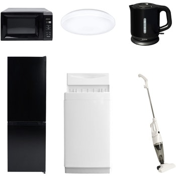 【家電セット】6点セット (6kg洗濯機 157L冷蔵庫 電子レンジ シーリングライト 電気ケトル スティッククリーナー) YAMAZEN(山善)