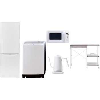 【家電セット】5点セット (8kg洗濯機 173L冷蔵庫 電子レンジ 温調ケトル レンジラック) YAMAZEN(山善)