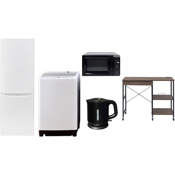 【家電セット】5点セット (8kg洗濯機 173L冷蔵庫 電子レンジ 電気ケトル レンジラック) YAMAZEN(山善)