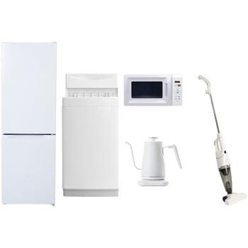 【家電セット】5点セット (6kg洗濯機 157L冷蔵庫 電子レンジ 温調ケトル スティッククリーナー) YAMAZEN(山善)