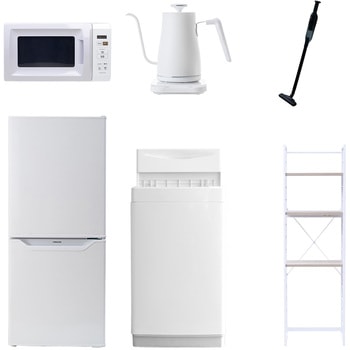 【家電セット】6点セット (6kg洗濯機 106L冷蔵庫 電子レンジ 温調ケトル 軽量クリーナー 家電収納ラック) YAMAZEN(山善)