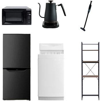 【家電セット】6点セット (6kg洗濯機 106L冷蔵庫 電子レンジ 温調ケトル 軽量クリーナー 家電収納ラック) YAMAZEN(山善)