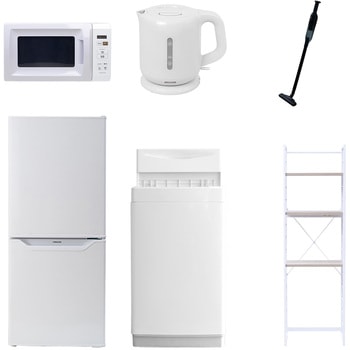 【家電セット】6点セット (6kg洗濯機 106L冷蔵庫 電子レンジ 電気ケトル 軽量クリーナー 家電収納ラック) YAMAZEN(山善)