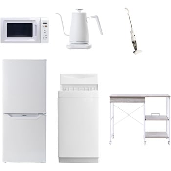 【家電セット】6点セット (6kg洗濯機 106L冷蔵庫 電子レンジ 温調ケトル スティッククリーナー レンジラック) - YAMAZEN(山善)