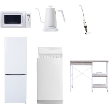 【家電セット】6点セット (6kg洗濯機 157L冷蔵庫 電子レンジ 温調ケトル スティッククリーナー レンジラック) YAMAZEN(山善)