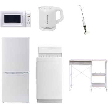 【家電セット】6点セット (6kg洗濯機 106L冷蔵庫 電子レンジ 電気ケトル スティッククリーナー レンジラック) - YAMAZEN(山善)