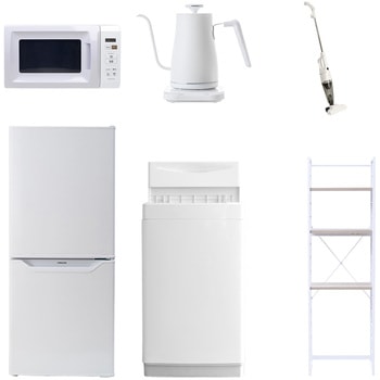 【家電セット】6点セット (6kg洗濯機 106L冷蔵庫 電子レンジ 温調ケトル スティッククリーナー 家電収納ラック) YAMAZEN(山善)