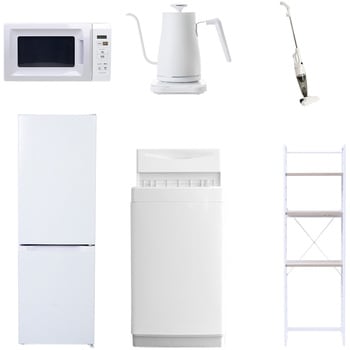 【家電セット】6点セット (6kg洗濯機 157L冷蔵庫 電子レンジ 温調ケトル スティッククリーナー 家電収納ラック) YAMAZEN(山善)