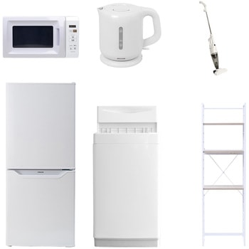 【家電セット】6点セット (6kg洗濯機 106L冷蔵庫 電子レンジ 電気ケトル スティッククリーナー 家電収納ラック) YAMAZEN(山善)