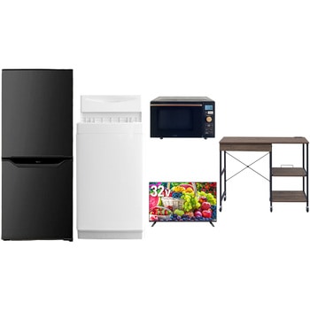 【家電セット】5点セット (6kg洗濯機 106L冷蔵庫 オーブンレンジ 32型液晶テレビ レンジラック) YAMAZEN(山善)