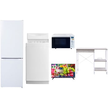 【家電セット】5点セット (6kg洗濯機 157L冷蔵庫 オーブンレンジ 32型液晶テレビ レンジラック) YAMAZEN(山善)
