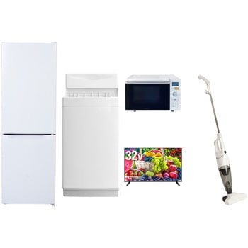 【家電セット】5点セット (6kg洗濯機 157L冷蔵庫 オーブンレンジ 32型液晶テレビ スティッククリーナー) YAMAZEN(山善)