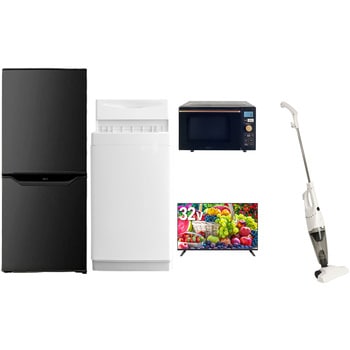 【家電セット】5点セット (6kg洗濯機 106L冷蔵庫 オーブンレンジ 32型液晶テレビ スティッククリーナー) YAMAZEN(山善)