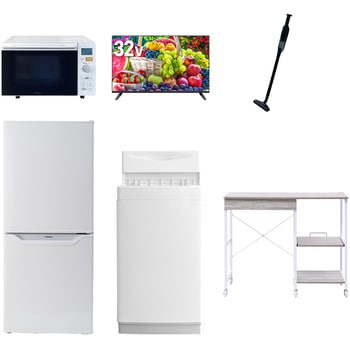 【家電セット】6点セット (6kg洗濯機 106L冷蔵庫 オーブンレンジ 32型液晶テレビ 軽量クリーナー レンジラック) - YAMAZEN(山善)
