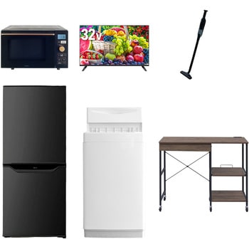 【家電セット】6点セット (6kg洗濯機 106L冷蔵庫 オーブンレンジ 32型液晶テレビ 軽量クリーナー レンジラック) - YAMAZEN(山善)