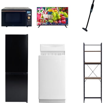 【家電セット】6点セット (6kg洗濯機 157L冷蔵庫 オーブンレンジ 32型液晶テレビ 軽量クリーナー 家電収納ラック) - YAMAZEN(山善)