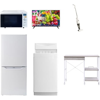 【家電セット】6点セット (6kg洗濯機 106L冷蔵庫 オーブンレンジ 32型液晶テレビ スティッククリーナー レンジラック) YAMAZEN(山善)