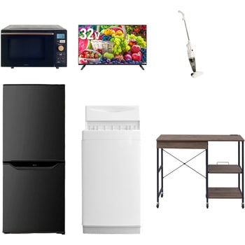【家電セット】6点セット (6kg洗濯機 106L冷蔵庫 オーブンレンジ 32型液晶テレビ スティッククリーナー レンジラック) YAMAZEN(山善)
