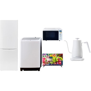 【家電セット】5点セット (8kg洗濯機 173L冷蔵庫 オーブンレンジ 32型液晶テレビ 温調ケトル) - YAMAZEN(山善)